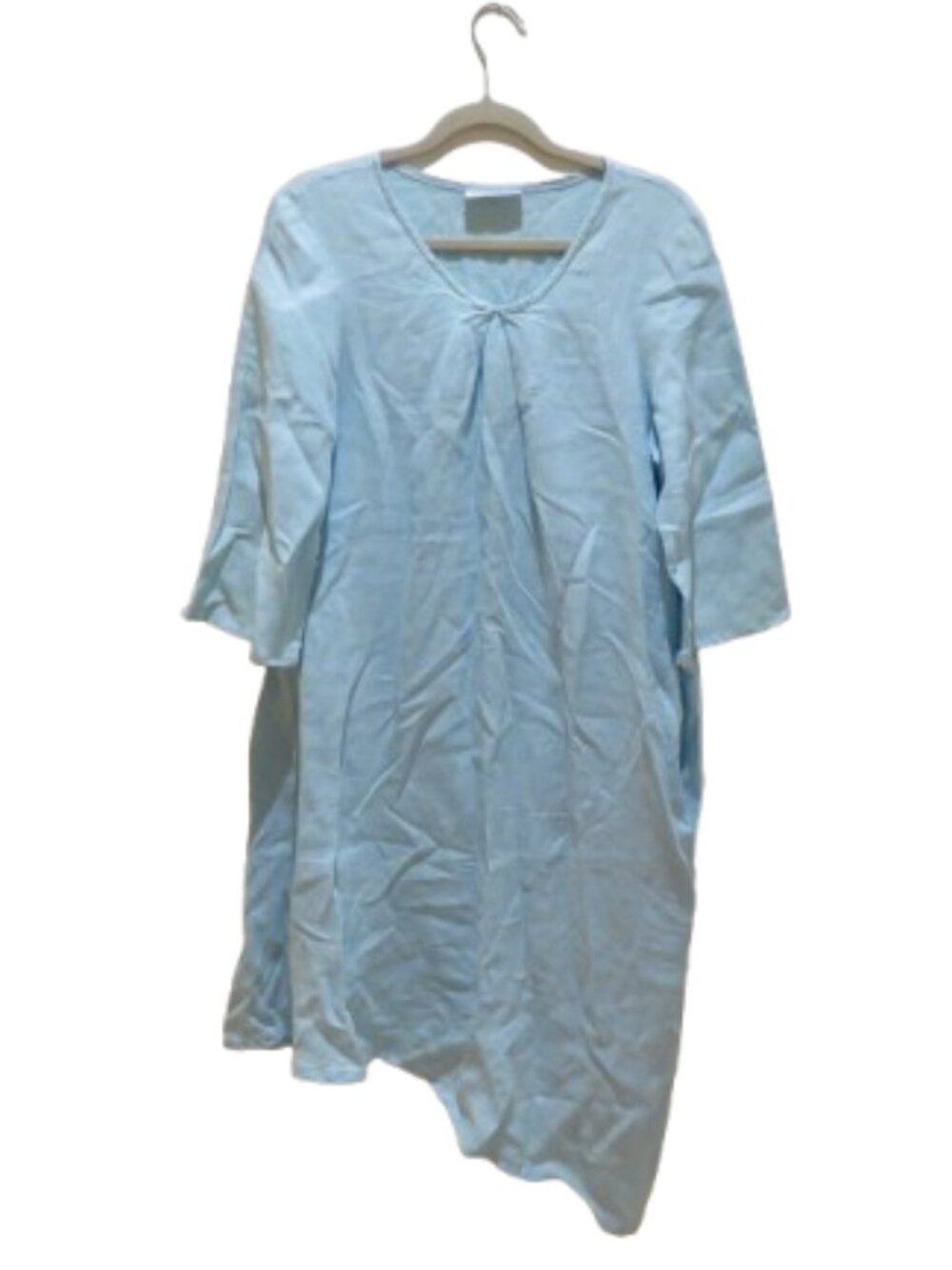 BRYN WALKER Naida 100% Linen Asymmetric Tunic Dress Powder Blue Small Lagenlook